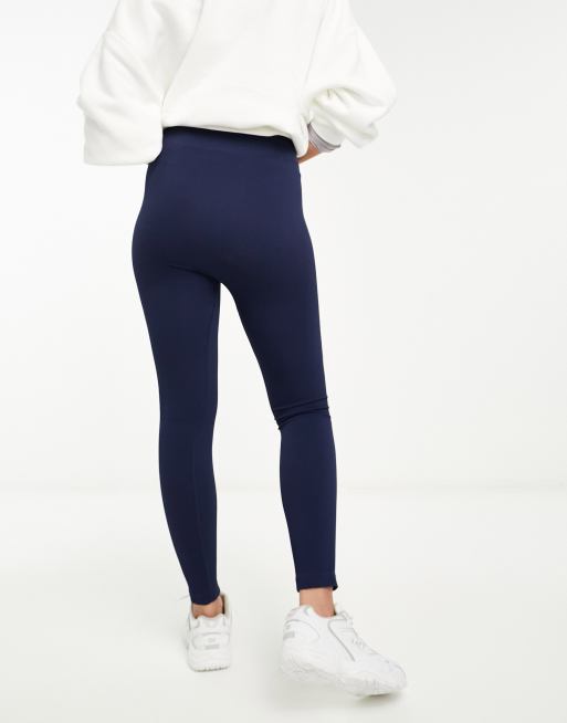 ASOS DESIGN seamless ribbed leggings in navy (part of a set), 2 of 4