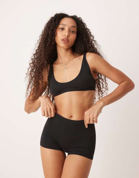 ASOS DESIGN seamless ribbed short in black - view 1