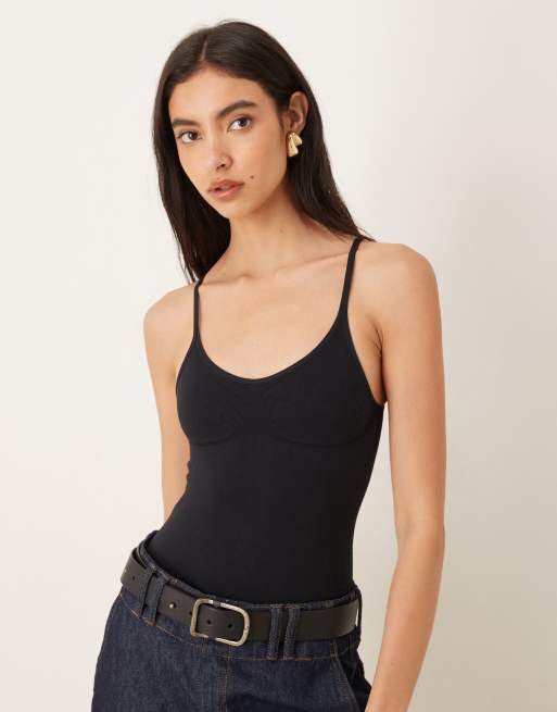 ASOS DESIGN seamless sculpting cami bodysuit in black