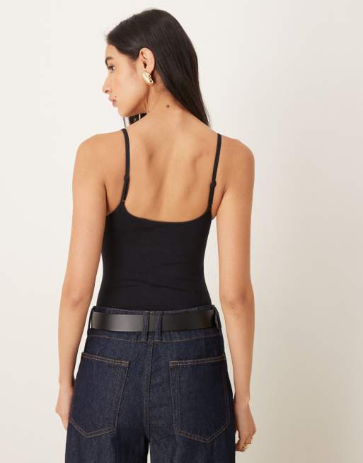 ASOS DESIGN seamless sculpting cami bodysuit in black