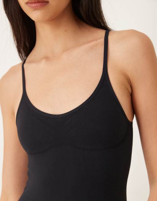 ASOS DESIGN seamless sculpting cami bodysuit in black