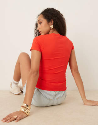 Asos Design Seamless Sculpting Crew Neck Seamless T-shirt In Red
