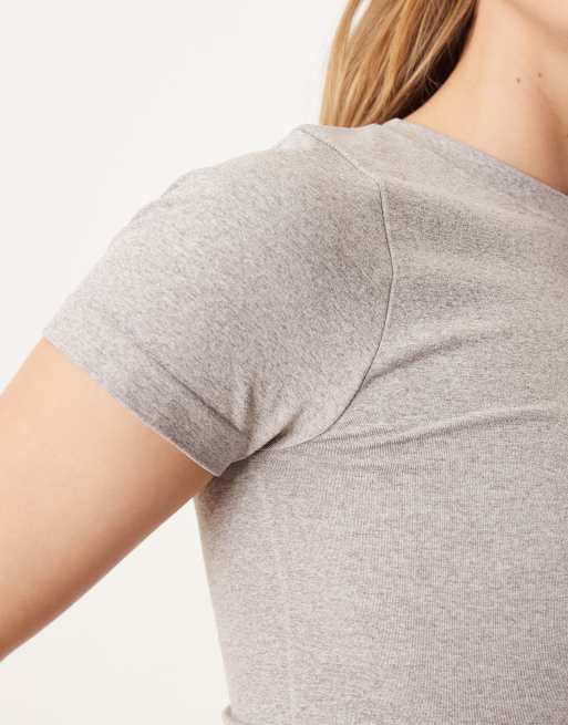 ASOS DESIGN seamless sculpting crew neck seamless t-shirt in heather gray