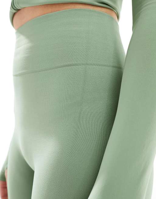 ASOS DESIGN seamless sculpting flat leggings in sage (part of a set), 5 of 5