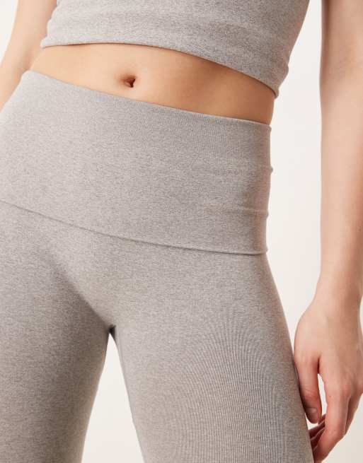 ASOS DESIGN seamless sculpting fold waist flare pants in gray heather - part of a set, 3 of 5