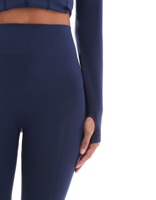 ASOS DESIGN seamless sculpting legging co-ord with seam detail in navy, 5 of 5