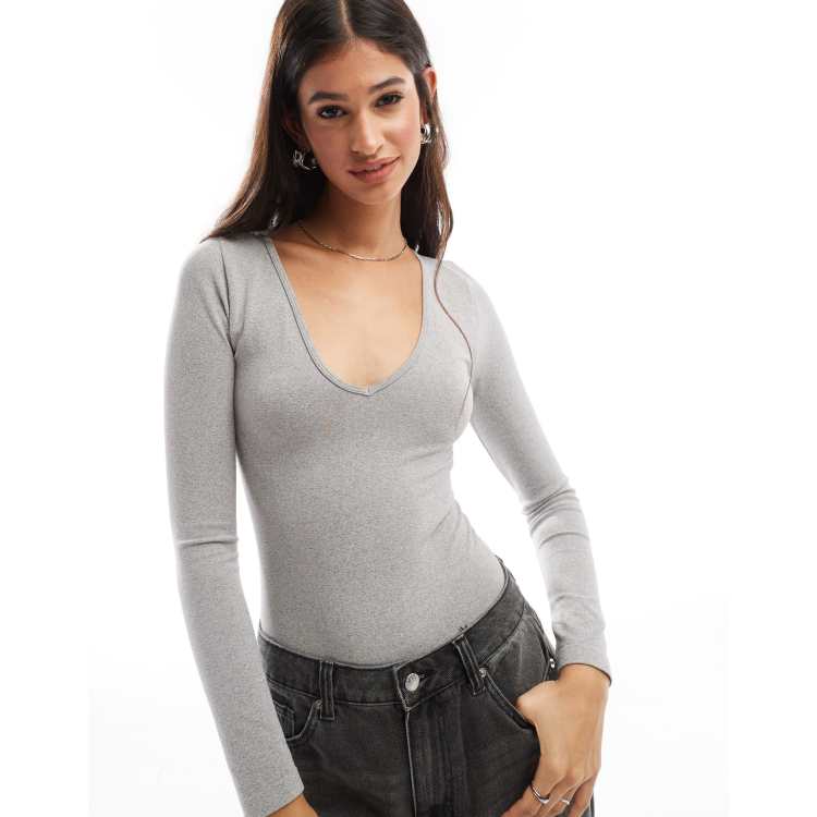 vneck knit body suit – louren store｜長袖