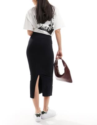 Asos Design Seamless Sculpting Tubular Midi Skirt In Black