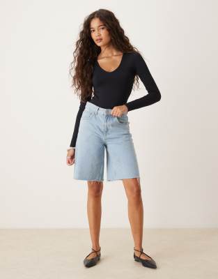 Asos Design Seamless Sculpting V Neck Bodysuit In Black
