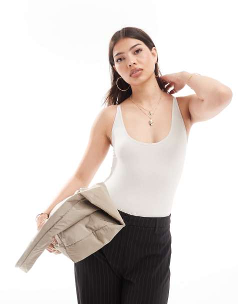 ASOS DESIGN seamless sculpting wide scoop minimal bodysuit in mocha - view 1