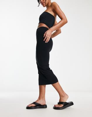 ASOS DESIGN seamless tubular midi skirt in black | ASOS