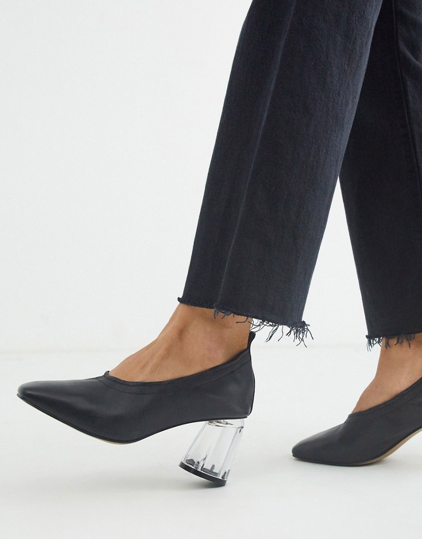 ASOS DESIGN Season leather mid-heels in black