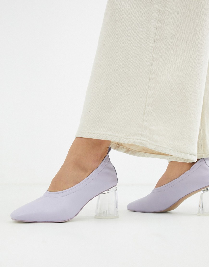 ASOS DESIGN Season leather mid-heels in lilac-Purple