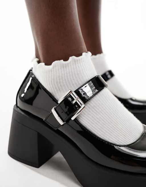 ASOS DESIGN – Sebastian – Svarta lackade klackskor i Mary Jane-modell med grov sula, 3 av 4