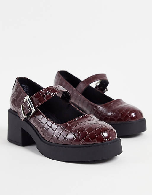 Women Heels/Sebi chunky mary jane heeled shoes in burgundy 