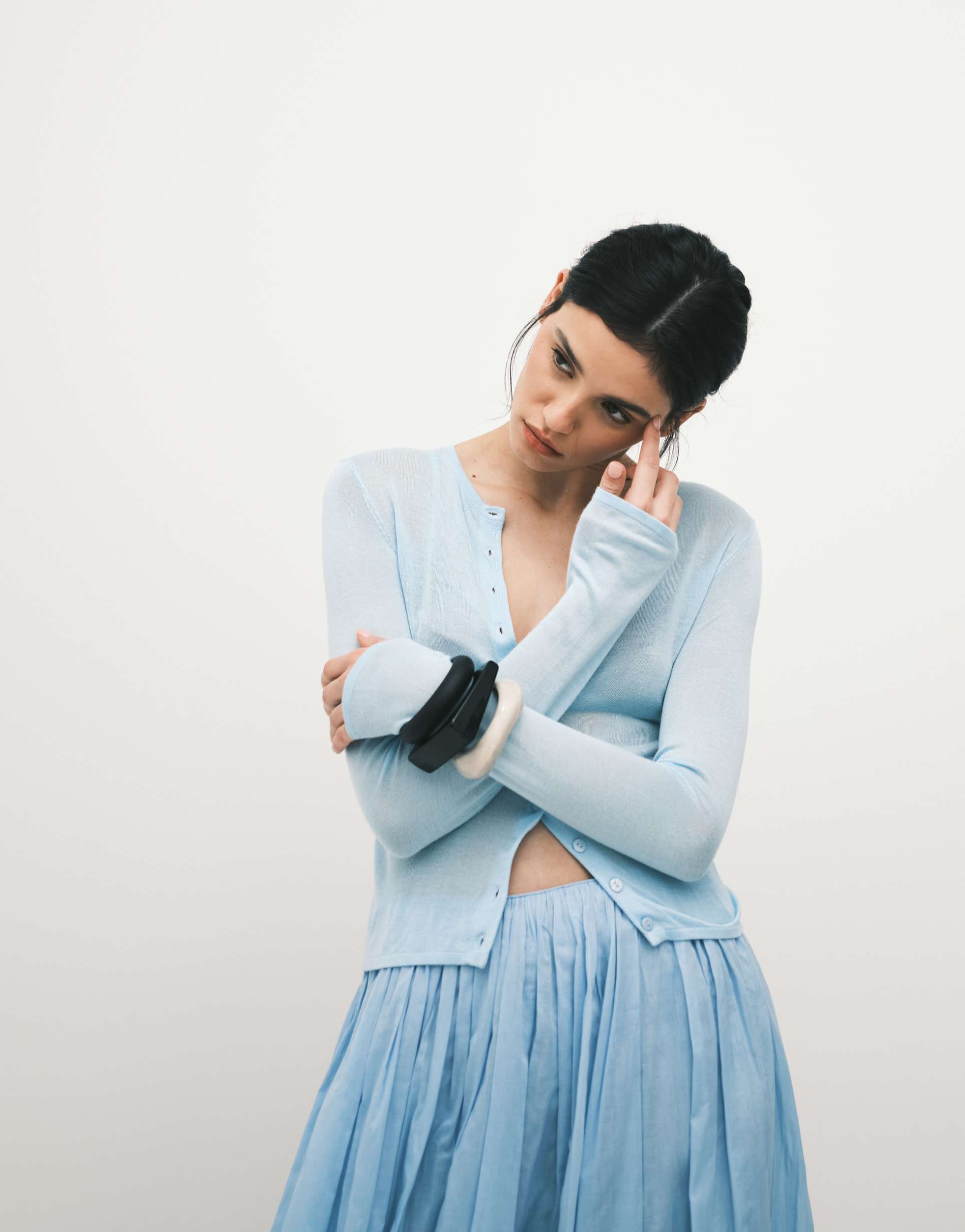 asos design second skin cardigan in light blue