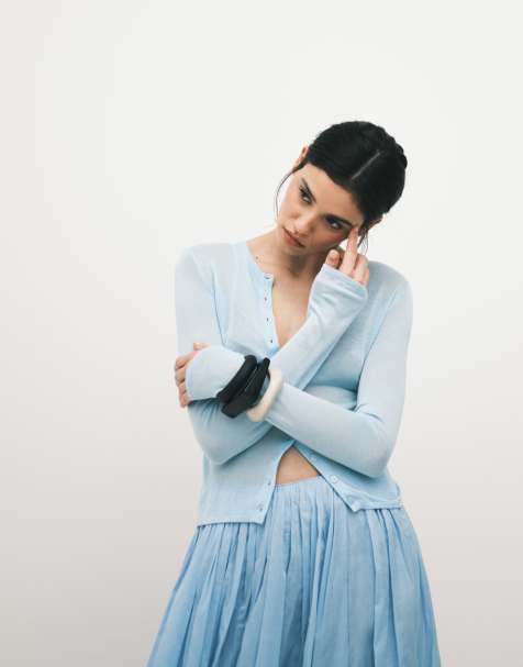 ASOS DESIGN sheer second skin cardigan in light blue