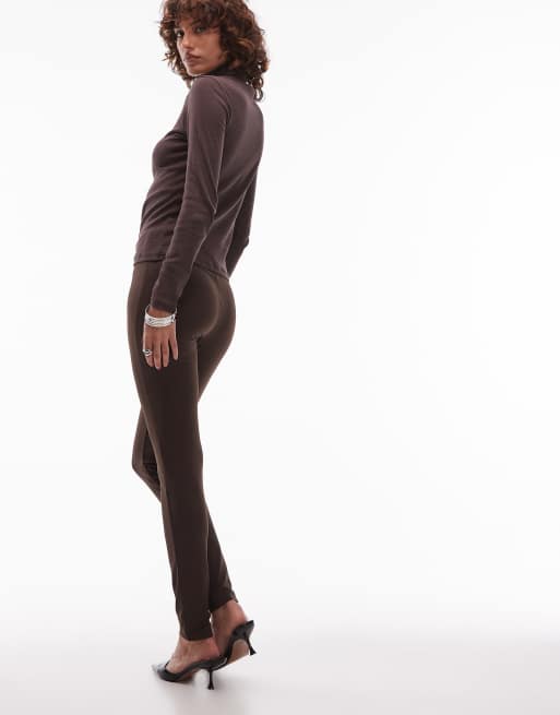 ASOS DESIGN second skin leggings in chocolate, 3 of 5
