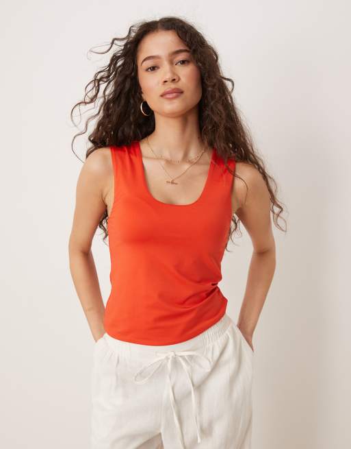 ASOS DESIGN second skin scoop neck tank top in red