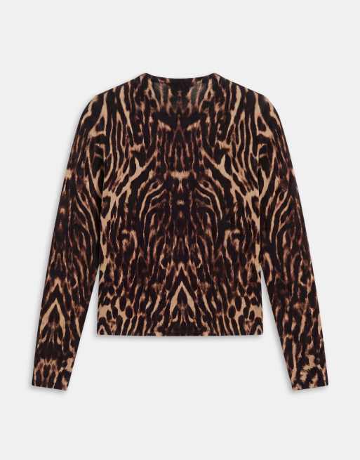 ASOS DESIGN second skin sheer knit cardigan in leopard print, 7 of 7