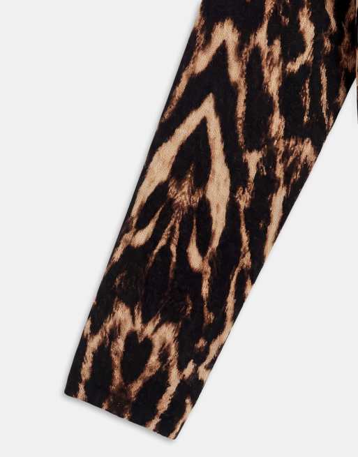 ASOS DESIGN second skin sheer knit cardigan in leopard print, 9 of 9