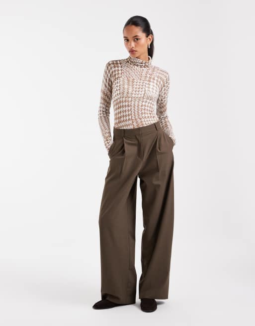ASOS DESIGN second skin sheer knit roll neck in dog tooth, 2 of 4