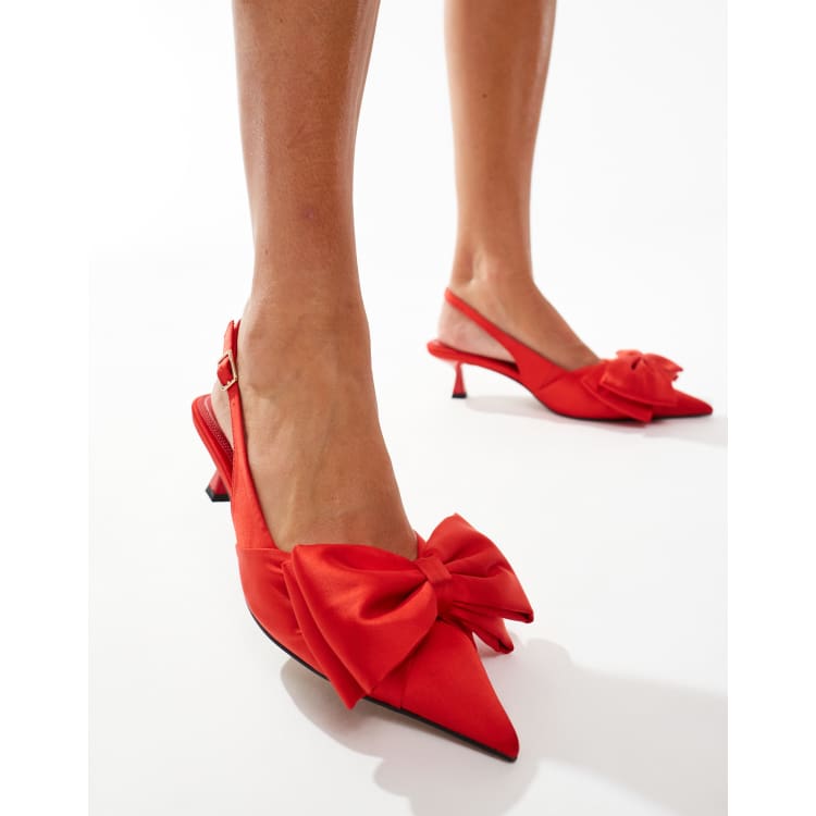 ASOS DESIGN – Secret – Schuhe in Rot mit Kitten-Heel-Absatz