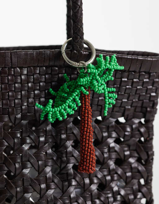 ASOS DESIGN seed bead palm tree bag charm in multi, 2 of 3