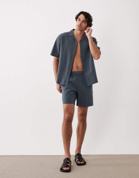 ASOS DESIGN seersucker co-ord in navy - view 1