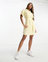 ASOS DESIGN crochet mini shirt dress with belt in ivory | ASOS