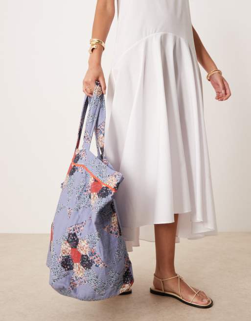 ASOS DESIGN seersucker floral tote bag in multi