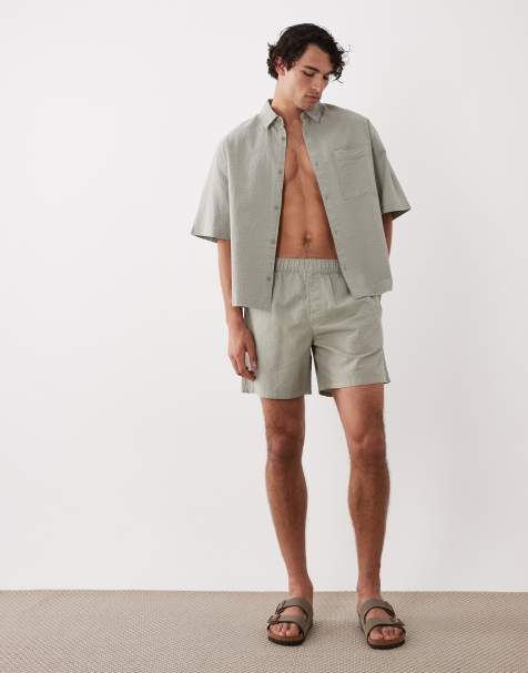 ASOS DESIGN seersucker set in sage green - view 1