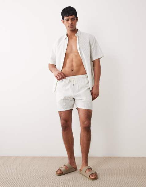 ASOS DESIGN seersucker striped set in sage green - view 1