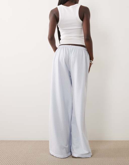 ASOS DESIGN seersucker wide leg drawstring pants in striped print - part of a set, 5 of 5