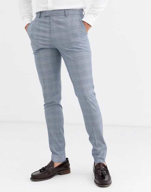 ASOS DESIGN – Superenger Anzug mit Mini-Hahnentrittmuster in gedecktem Blau, 3 von 3