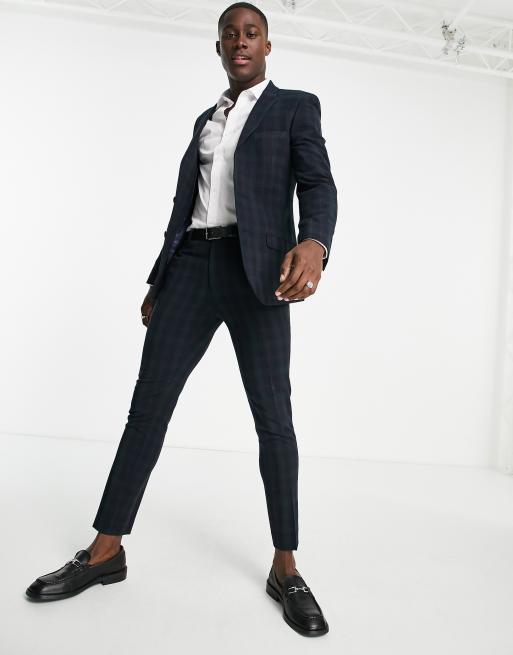ASOS DESIGN – Sehr enge Anzughose mit Blackwatch-Karos