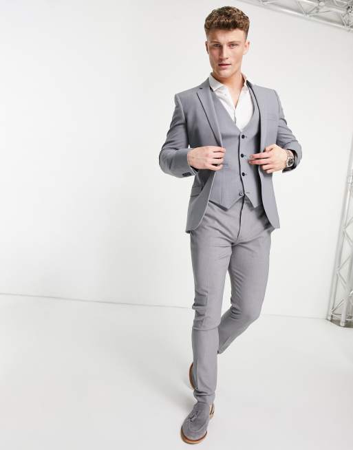 ASOS DESIGN – Sehr enge Anzugjacke in Mittelgrau, 4 von 4