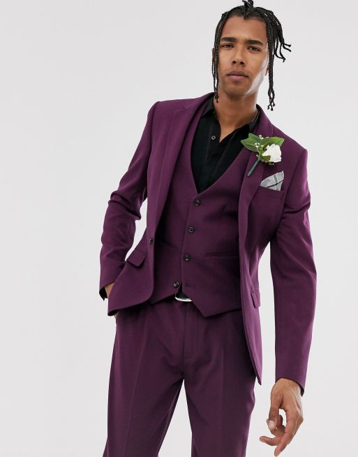 ASOS DESIGN – Superenger Hochzeitsanzug in Violett, 2 von 4