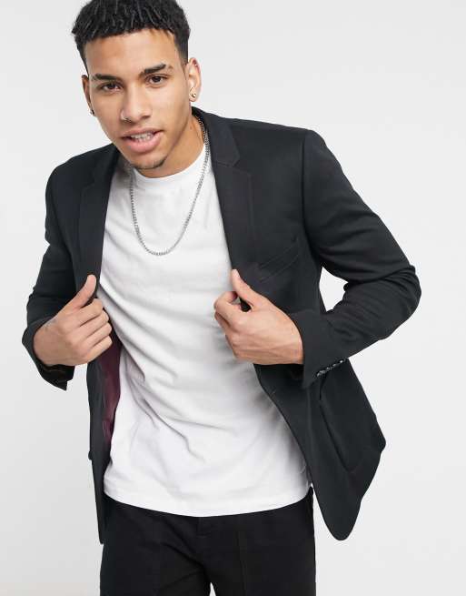 ASOS DESIGN – Sehr enger Jerseyblazer in Schwarz