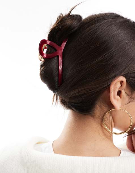 ASOS DESIGN – Sehr große Haarklammer in Burgunderrot - view 1
