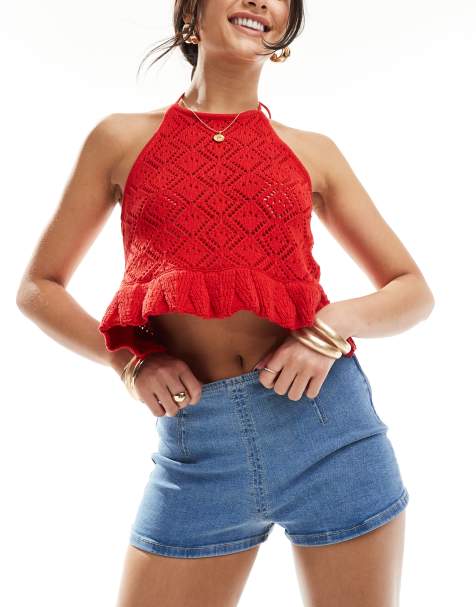 ASOS DESIGN – Sehr kurze Jeans-Shorts in Mittelblau - view 1