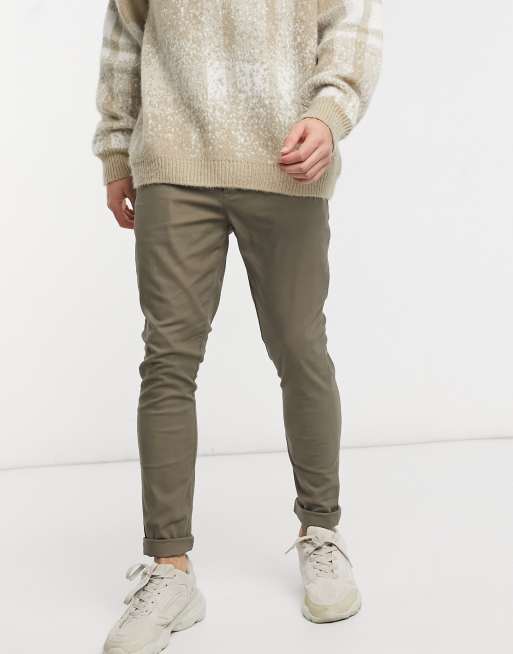 ASOS DESIGN – Sehr schmal geschnittene, knöchellange Chinohose in Braun