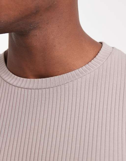 ASOS DESIGN – Sehr schweres, langärmliges Muskelshirt in Braun mit Rippstruktur , 5 von 5