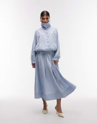 ASOS DESIGN - Sehr voluminöser Maxirock in Blau gestreift-Bunt
