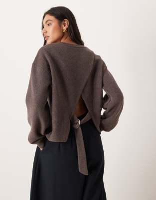 ASOS DESIGN - Sehr weiches, angerautes Oberteil in Braun mit verstellbarer Taillierung und D-Ring-Brown