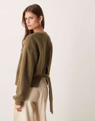 ASOS DESIGN - Sehr weiches, gebürstetes Oberteil in Oliv mit verstellbarer Taillierung und D-Ring-Grün