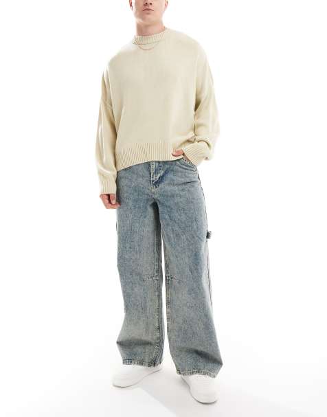 ASOS DESIGN – Sehr weit geschnittene Jeans mit Zimmermann-Details, Snow-Waschung und Tönung - view 1