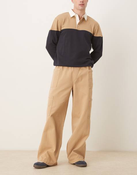 ASOS DESIGN – Sehr weite Cargohose aus Twill in Braun - view 1