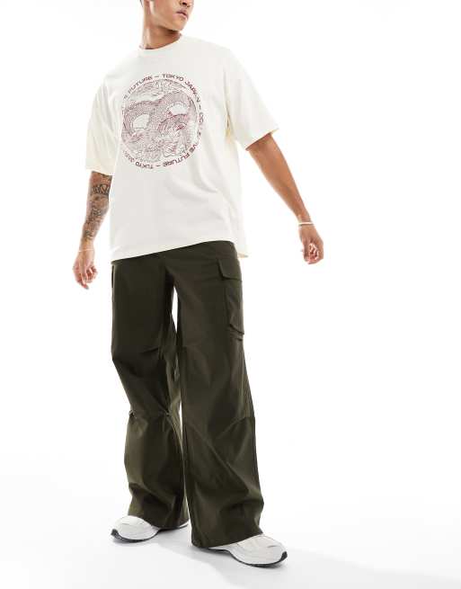 ASOS DESIGN – Sehr weite Cargohose in Khaki