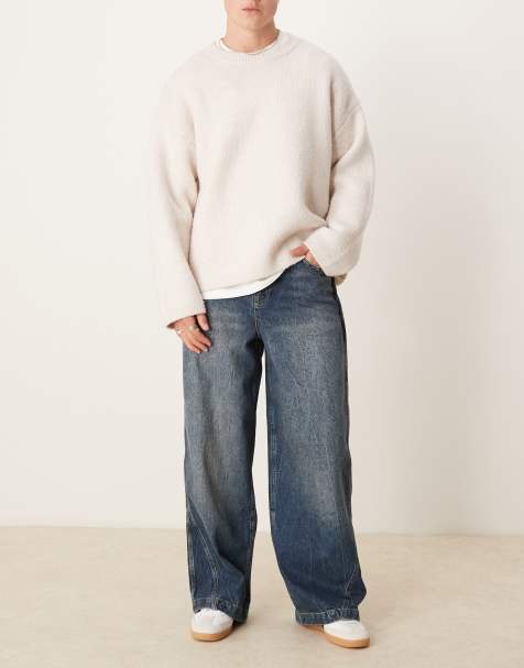 ASOS DESIGN – Sehr weite Jeans in verwaschenem Dunkelblau mit seitlicher Ziernaht - view 1
